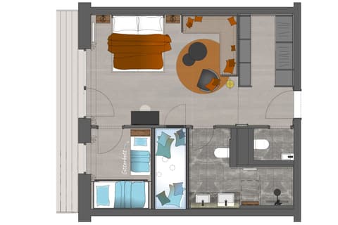 Grundriss Family-Suite "Deluxe" im Familienhotel Schreinerhof